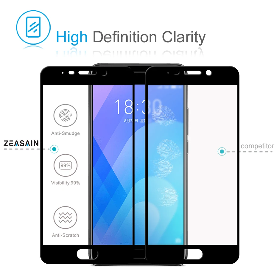 2 Pack Original ZEASAIN 2.5D Full Cover Tempered Glass Screen Protector For Meizu M6 Note Meilan Note 6 Note6 Safety Glass Film (3)