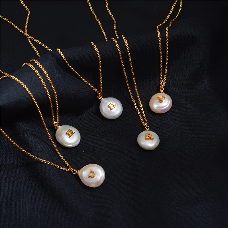 

Baroque Pearl Letter Necklace Female Tide Drop European and American Advanced Sense French Customized Revolutionary Clavicle