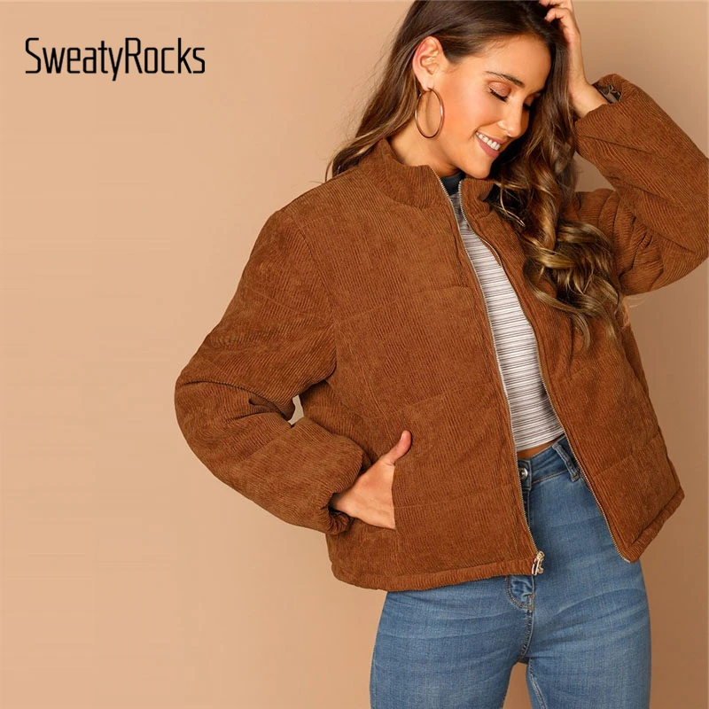 brown corduroy zip up jacket
