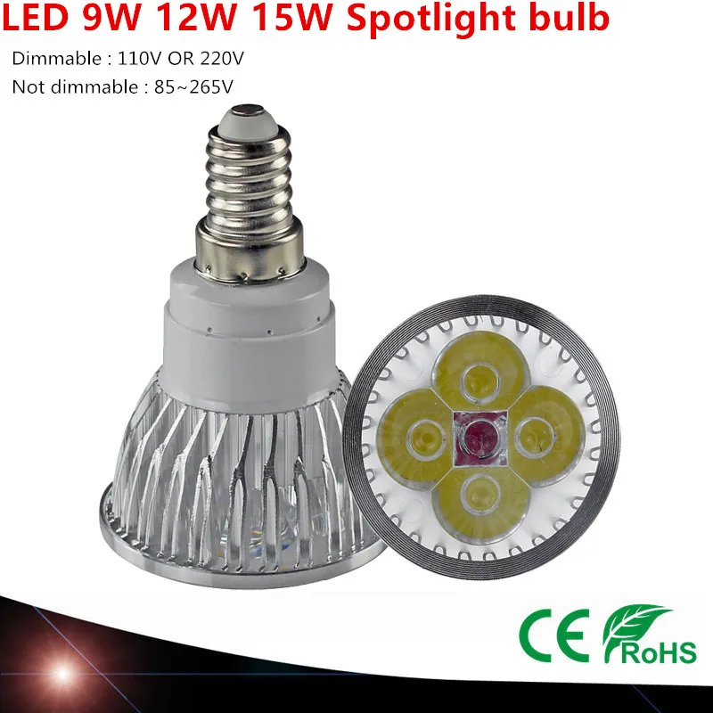 

50pcs DHL Super Bright 9W 12W 15W E14 LED lamp 110V 220V Dimmable Led Spotlight warm / Natural / Cools White E14 LED lamp