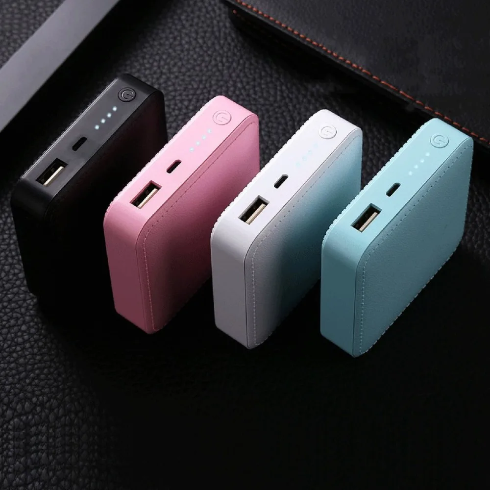 Compact Size 10000mAh Colorful PU External Power Bank Outdoor Travel Battery Charger Power Supply for Smartphones