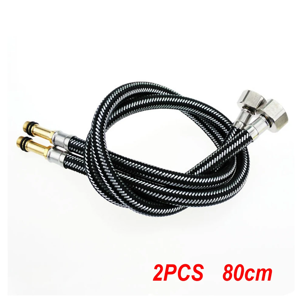 

2 Pcs Basin Braided Hose Lengthening Joint Hot And Cold Tap High Pressure Inlet Hose Pipe Stainless Steel Household Single