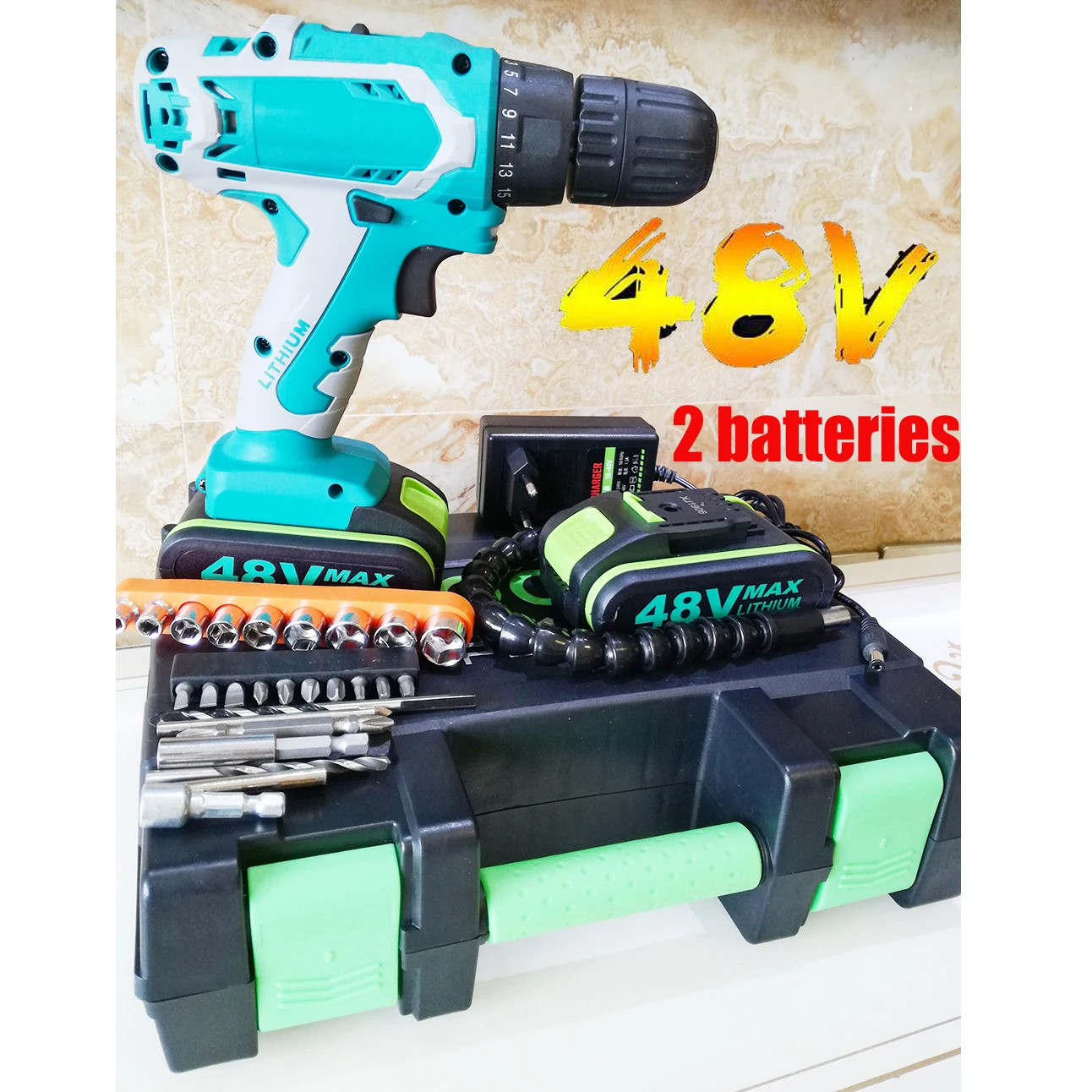 

Multifunctional 48V Lithium Battery Power Drills Cordless Rechargeable Electric Drill Hand Drils Home DIY Electric Power Tools