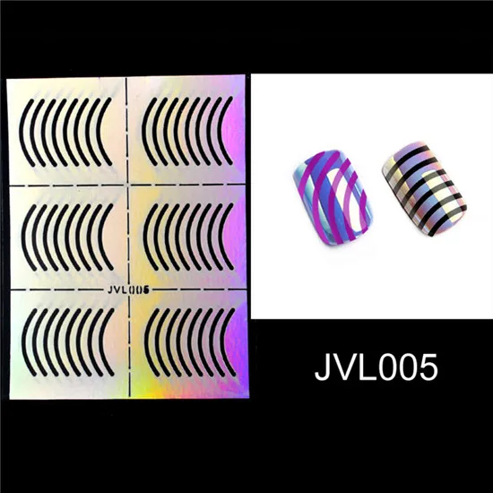 1 лист голографический выдолбленный гвоздь винил самоклеющиеся лазерные наклейки-трафарет для ногтей DIY маникюр Дизайн ногтей инструмент для печати - Цвет: JVL005