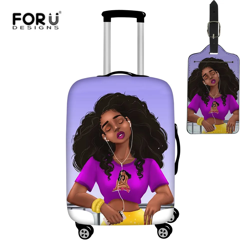 

FORUDESIGNS Fashion Luggage Cover African Black Girls Print Suitcase Covers 2pcs/set Elastic Baggage Cover Travel Accessories