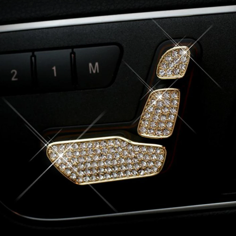 6pcs/set 3 colors decorative sequins car seat adjustment Button Diamond