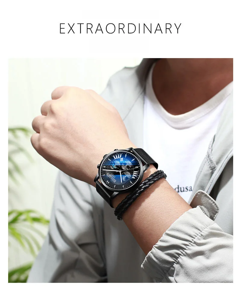 HAIQIN мужские часы кварцевые полностью стальные деловые наручные часы водонепроницаемые Модные наручные часы с календарем люксовый бренд наручные часы с ремешком-сеткой