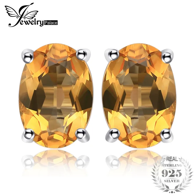 Aliexpress Jewelrypalace Oval 1 4ct Natural Citrine Jewelrypalace Oval 1 4ct Natural Citrine Birthstone Stud Earrings Solid 925 Sterling Silver 2018 New Fine