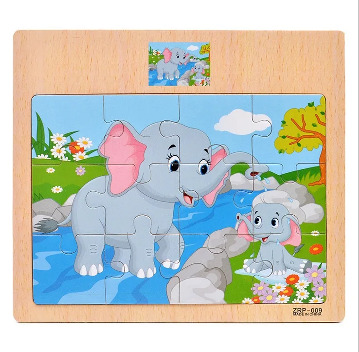 Hot Sale 12/9 PCS Puzzle Wooden Toys Kids Baby Wood Puzzles Cartoon Vehicle Animals Learning Educational Toys for Children Gift 41