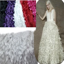 Мода широкий 125 см 3D стерео лист цветок ткань-Хамелеон вышитая ткань с листьями швейный материал DIY свадебное платье/одежда