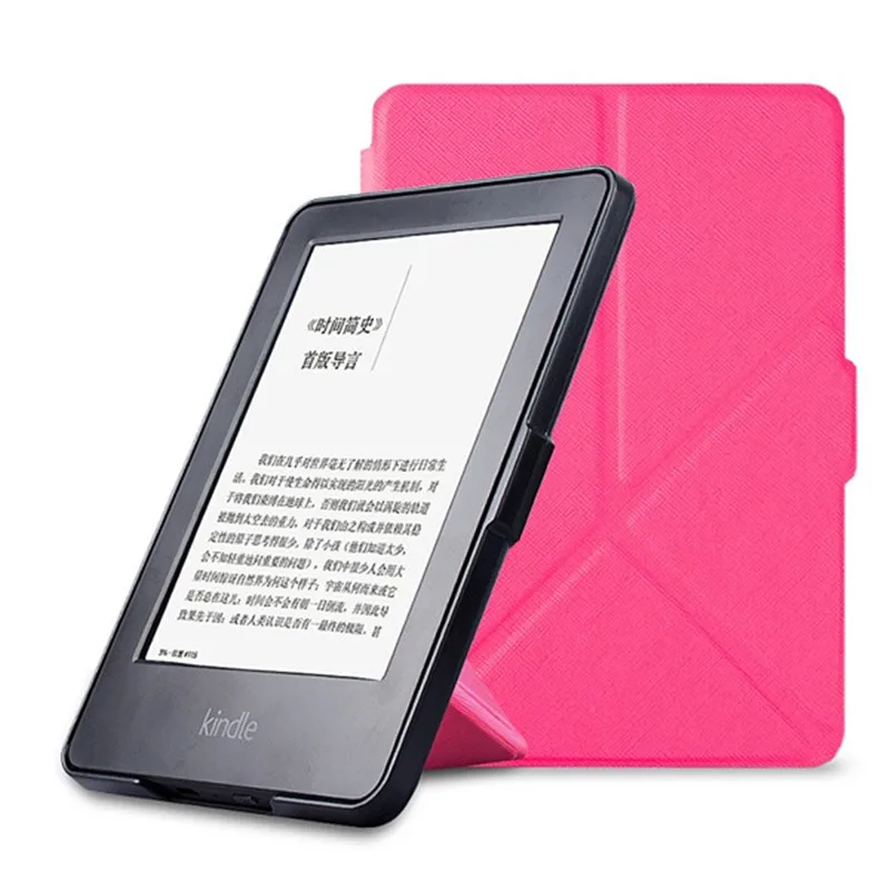 Тонкий умный чехол-подставка из искусственной кожи для Amazon Kindle Paperwhite 1 2 3 2013 6,0 дюймов многоразовый кожаный чехол+ стилус - Цвет: Розово-красный