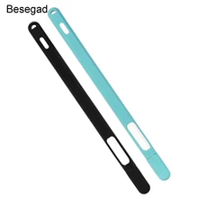 Besegad пылезащитный жидкостный мягкий силиконовый защитный чехол с защитным наконечником для Apple Pencil 2nd Gen Stylus Touch Pen черный