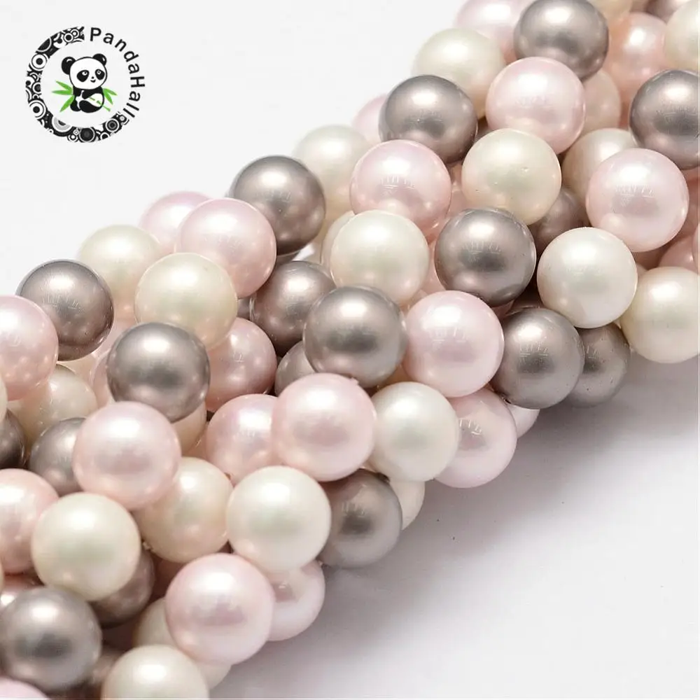 

8mm Round Shell Pearl Bead Strands for Bracelets Earrings Necklaces Making Grade A Colorful Hole: 1mm; about 54pcs/strand, 16"