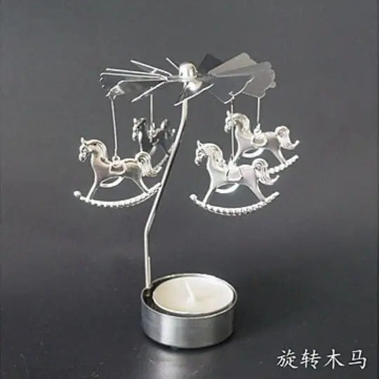 Generic Carousel Candles Rotary Candle Holder Spinning Candleholder Spinning Candle Holder Gold Rotary Tea Light Holder Rotating Candlestick Romantic Wedding Home Table Decor Metal Small Gift