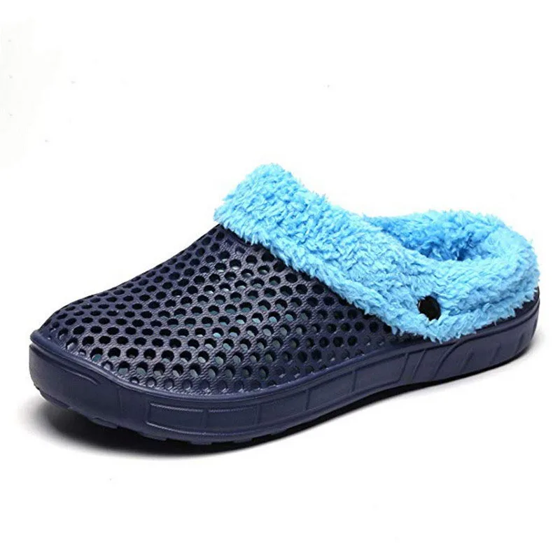 

Couple Cotton Slippers Thickening Wooden Shoes Winter Warm Plush Indoor Slippers Non-slip Soles