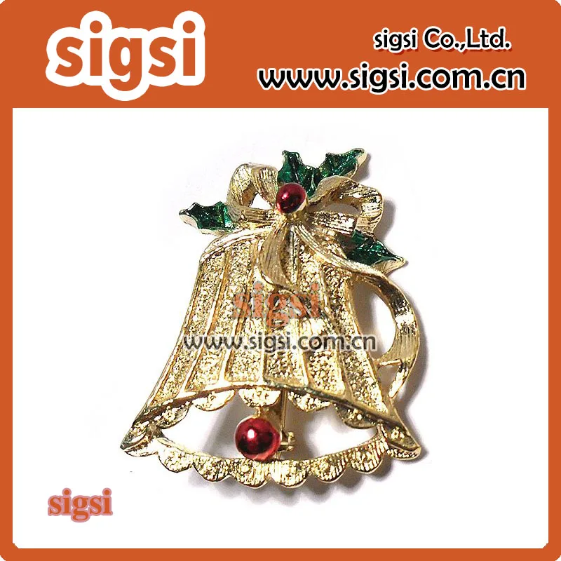 

Diamond-Bordered Christmas Jingle Bells Brooch Rhinestone Pin Badge Brooches Gifts Christmas pin ornaments