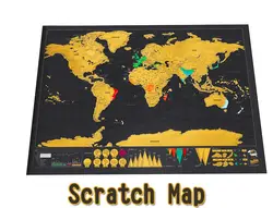 Scratch Map канцелярский магазин карты миров Deluxe Black Scratch off Map World Настенная Наклейка офисный декор 42x30 см без упаковки