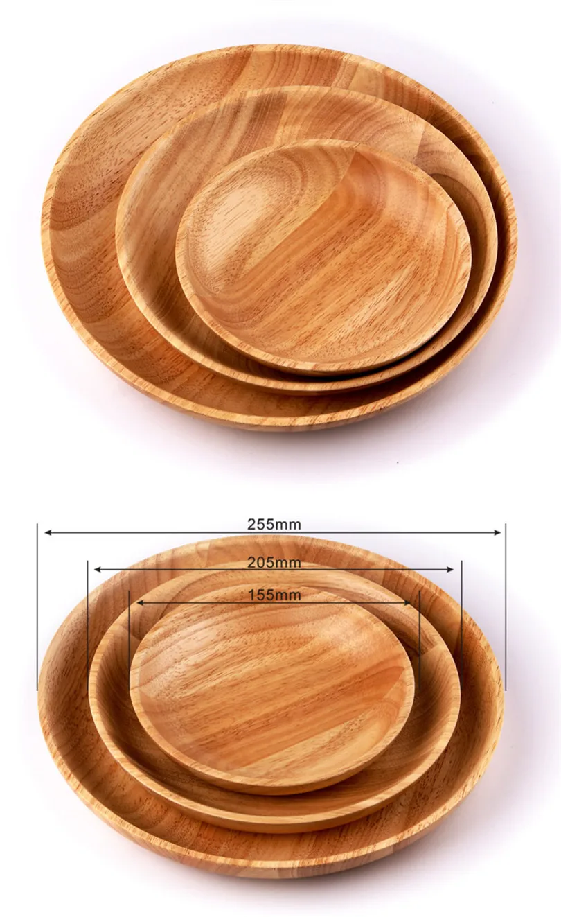 XMT-HOME Таиланд резиновая деревянная посуда круглый Западный поднос для пустыни еда Фрукты деревянная посуда тарелка 1 шт