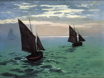 

High quality Oil painting Canvas Reproductions Fishing Boats at Sea (1868) by Claude Monet hand painted