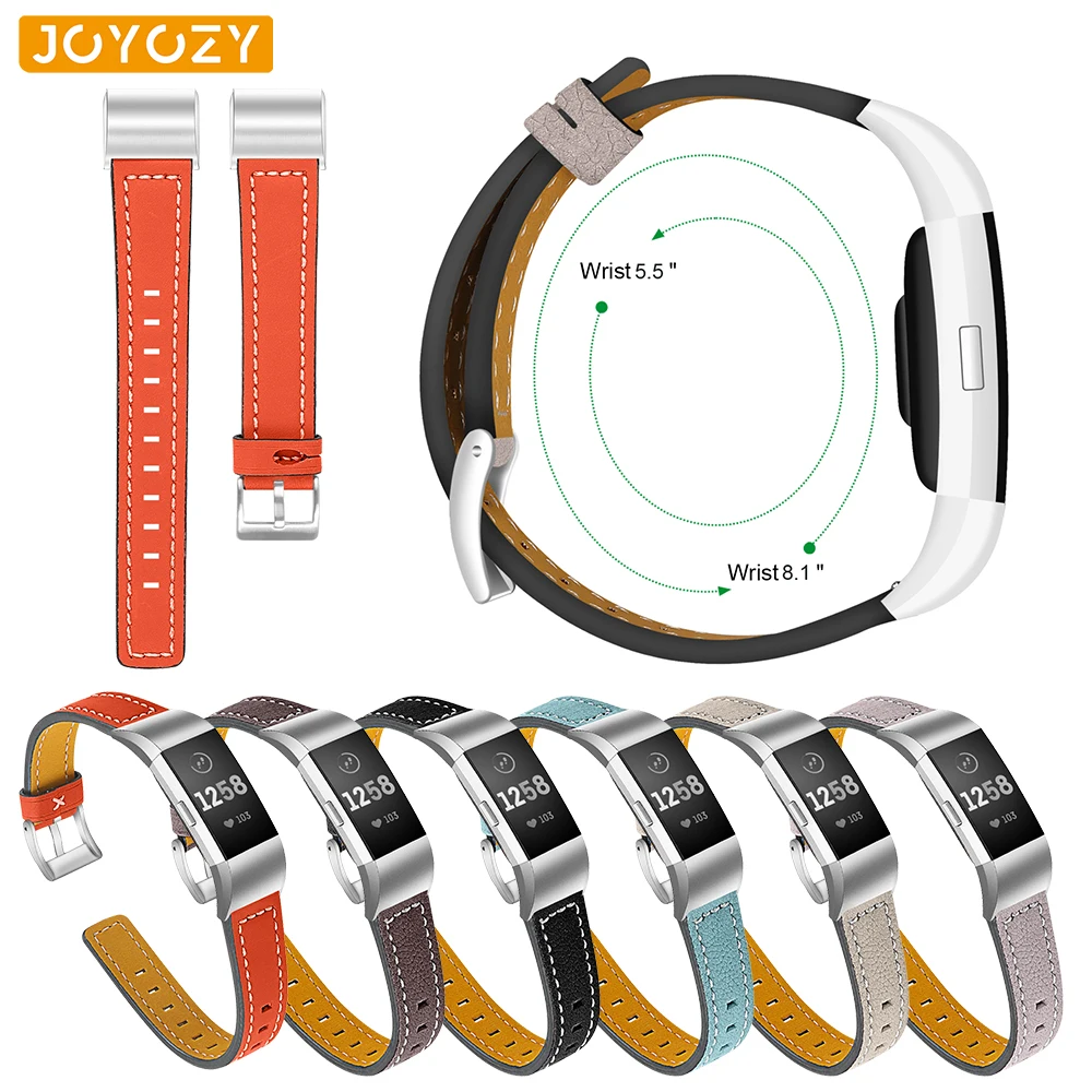 

Joyozy accessories hot leather strap band for fit bit charge 2 leather watchband strap bands with steel buckle for fitbit charge