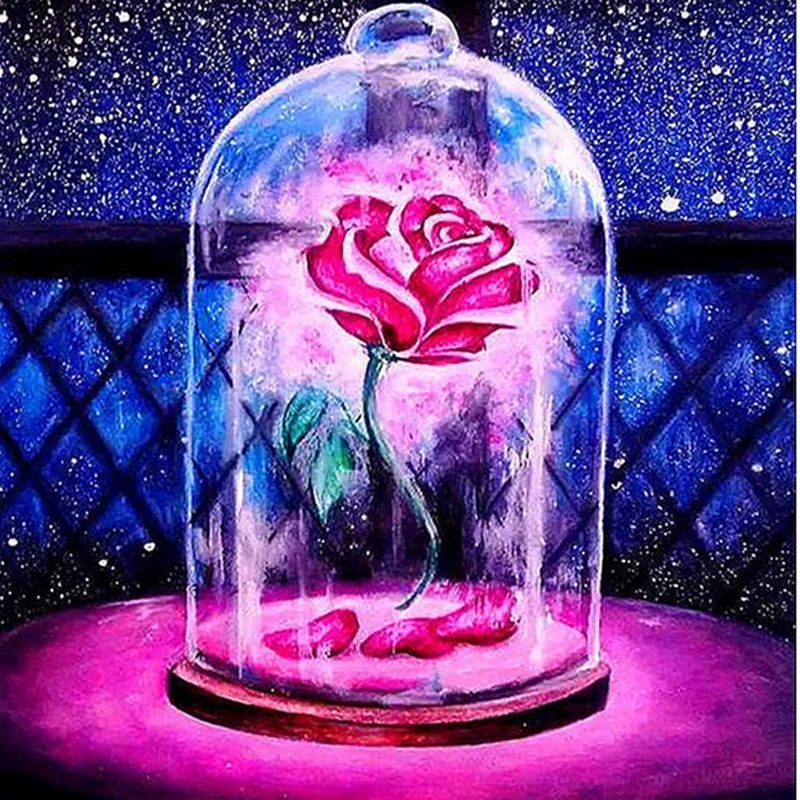 Dutey 5d Diy Diamond Painting Red Rose Flower Ice Beauty And Beast Diamond Embroidery Cross Stitch Rhinestone Home Decor Gift Diamond Painting Cross Stitch Aliexpress