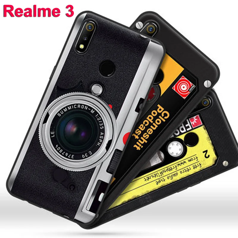 

For OPPO Realme 3 Case TPU Soft retro camera phone Cover Real me3 Bumper Shockproof For OPPO Realme3 6.2" Protective Casings