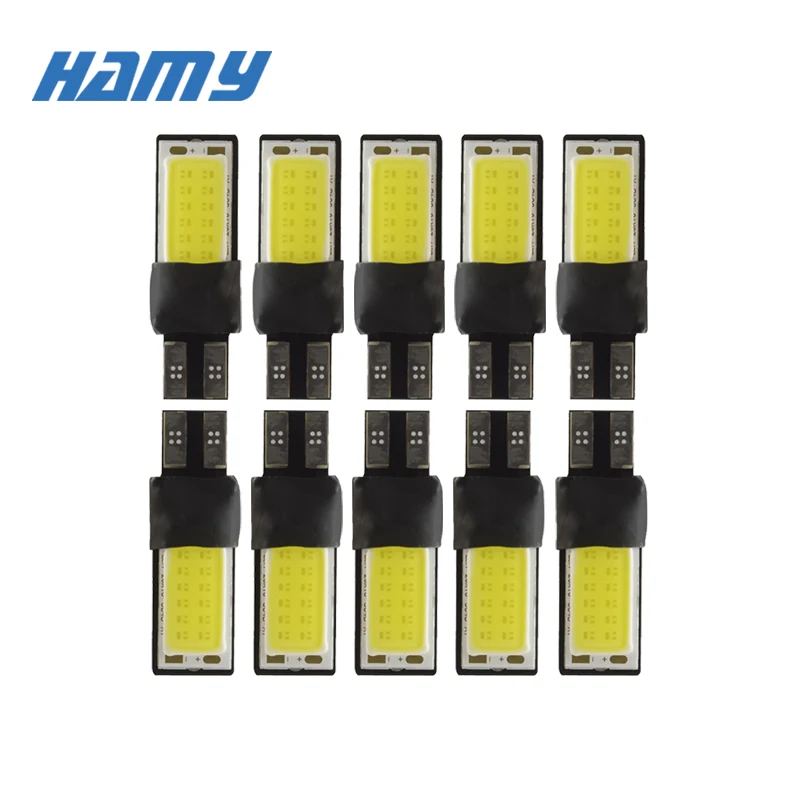 

10x T10 W5W Car LED Signal Bulb COB Interior Light 12V Auto Reading License Plate Turn Wedge Side Trunk Luggage Lamp 12SMD White