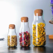 Прозрачная Стеклянная емкость для Хранения запечатанные банки еда цветок чай сушеные фрукты зерна контейнер для хранения с пробкой емкость для хранения пищи