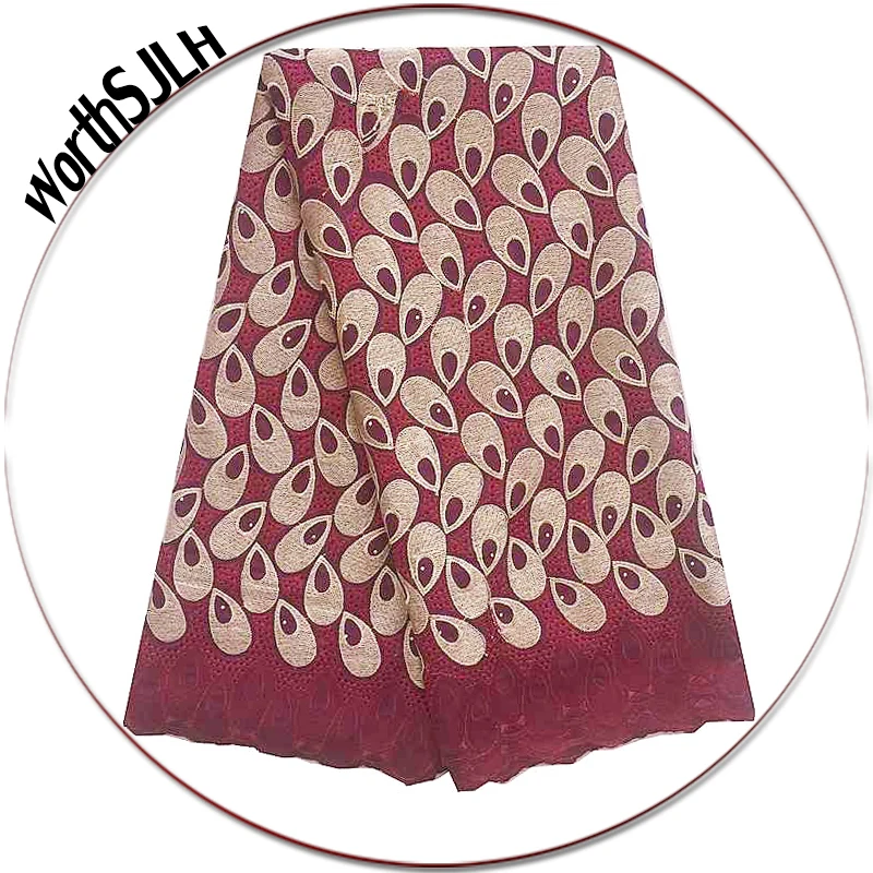 Buy Embroidery Wine Nigerian Cotton Lace Fabrics 2018
