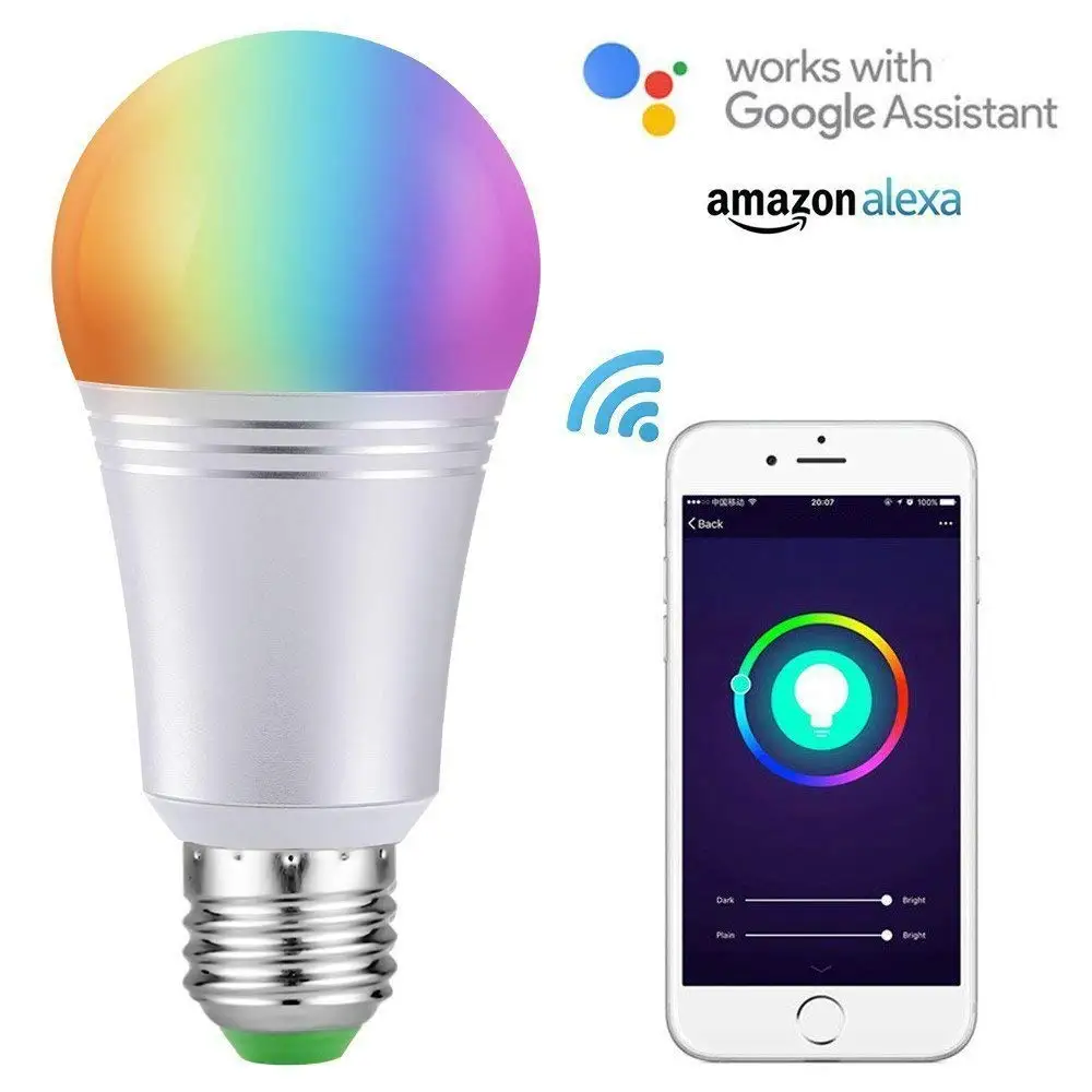 

Wi-Fi Smart LED Light Bulb Lamp 7W E27 60W Equivalent Dimmable Smartphone Controlled Works with Alexa, Google Home Assistant