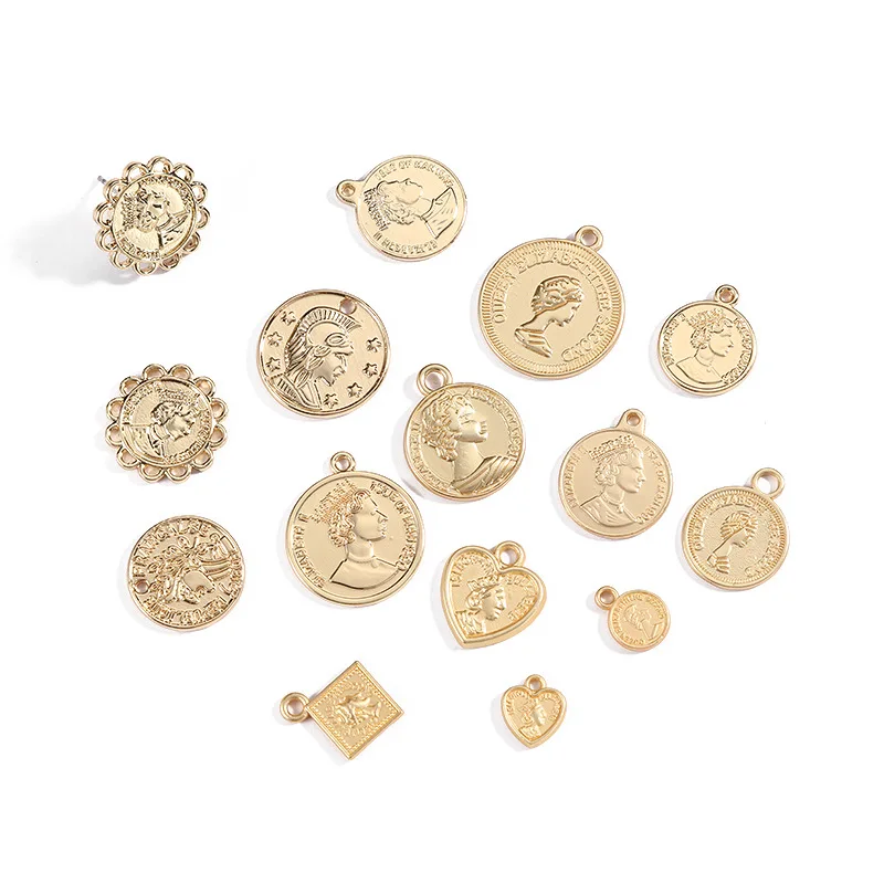 

Vintage Gold Coin Charms Pendants For Women Necklace Making Diy Jewelry Supplies Earrings Handmade Accessories Materials
