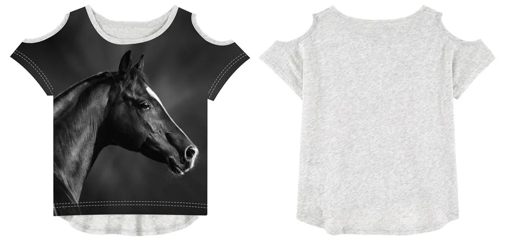 Детская летняя футболка модная детская футболка с принтом черной лошади для маленьких девочек модные детские футболки для девочек