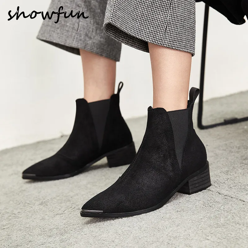 flat slip on ankle boots