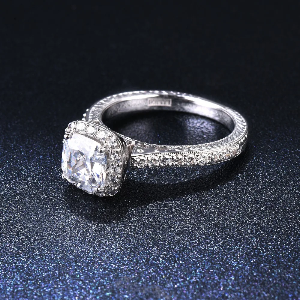 1,5 карат, имитация бриллианта, изысканные кольца, сертифицированные, Серебро S925 пробы, CZ, обручальное кольцо, классическое, винтажное, стильное, 925