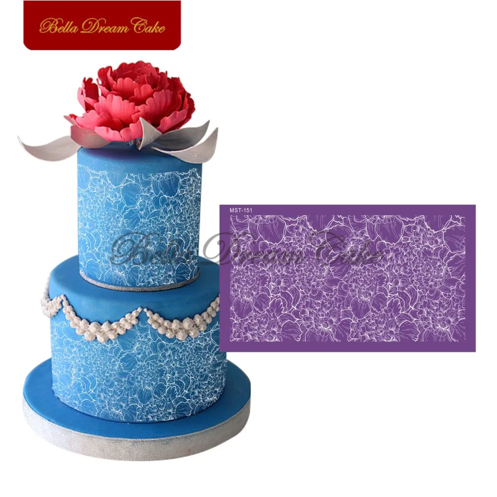 

Blooming Peony Flower Mesh Stencil Fondant Cake Stencils Template for Wedding Fabric Cake Mould Cake Decorating Tool Bakeware