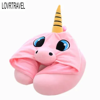 

Funny Cartoon Airplane Neck Pillow with Hat Travel Comfortable Cushion Soft Pillow Under The Neck Pillows for Travel Office Nap