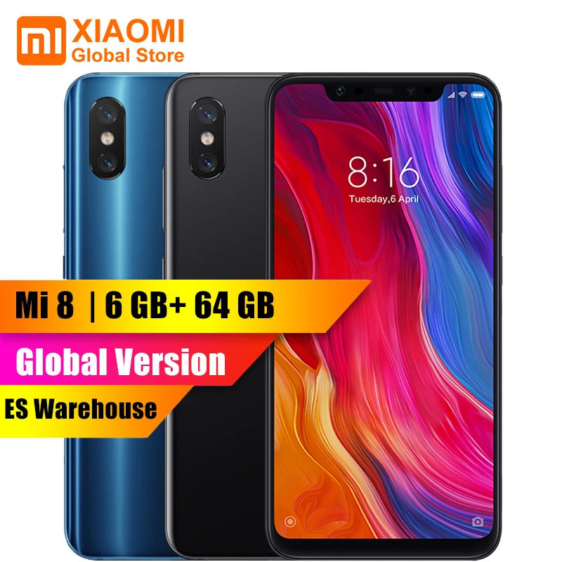 

Global Version Xiaomi Mi 8 Mi8 6GB 64GB Full Screen Snapdragon 845 Octa Core 2248x1080 12MP Dual Rear Camera Mobile Phone