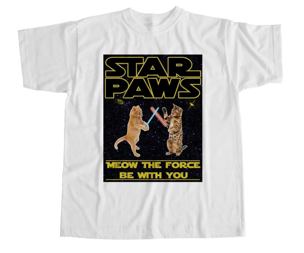 Star Paws T Shirt Cats Geek Kittens Wars PARODY funny Jawas Darth Episode 2019 Newest Men'S Funny Streetwear Tees Shirts |