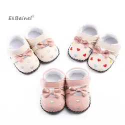 E & bainel PU детские мокасины сердце Форма печати для маленьких девочек Обувь первых шагов Обувь одежда для малышей Кожаные Мокасины