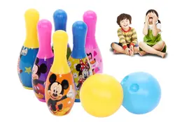 Микки малыш боулинг игрушки туба Боулинг многоцветный спортивный комплект мини-дом играть в боулинг Бесплатная доставка