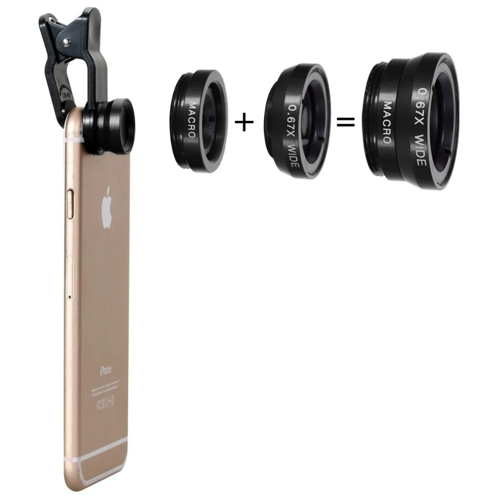 

Universal Clip 3 in 1 Fish Eye Wide Angle Macro Fisheye Mobile Phone Lens For iPhone 6 5 5S 4 Samsung HTC Nokia Free Ship CL-85