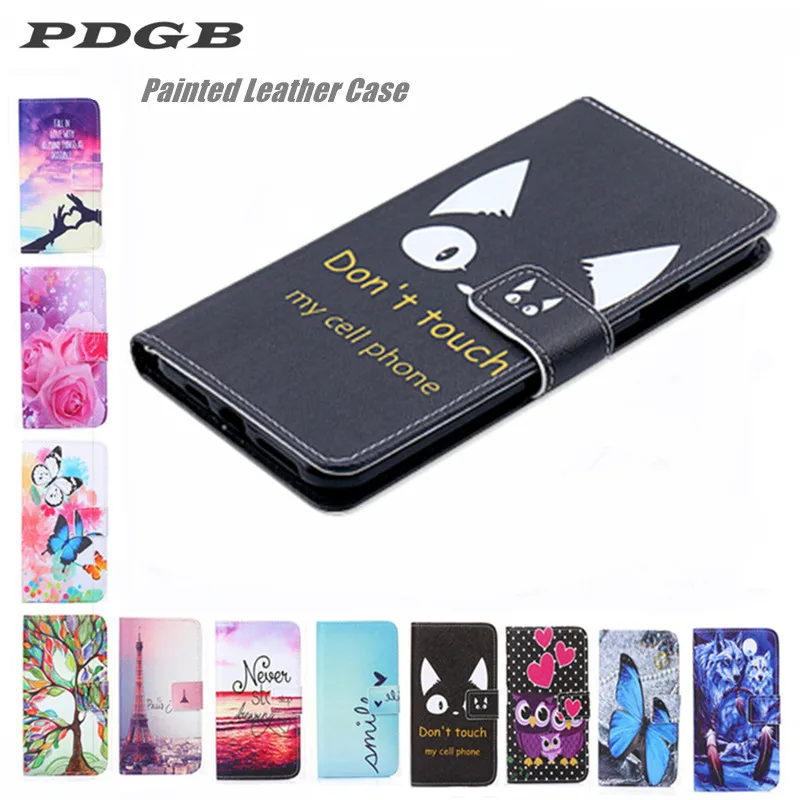 PDGB окрашенный кошелек кожаный чехол для BQ Aquaris C M5.5 U Plus U2 Lite V X X2 X5 цветной цветок