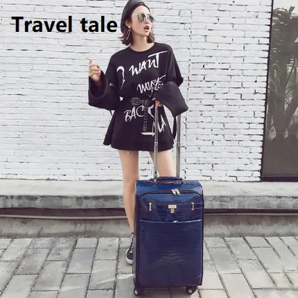 

Travel tale High quality 24 inches The fashion for women PU Rolling Luggage Spinner brand Travel Suitcase