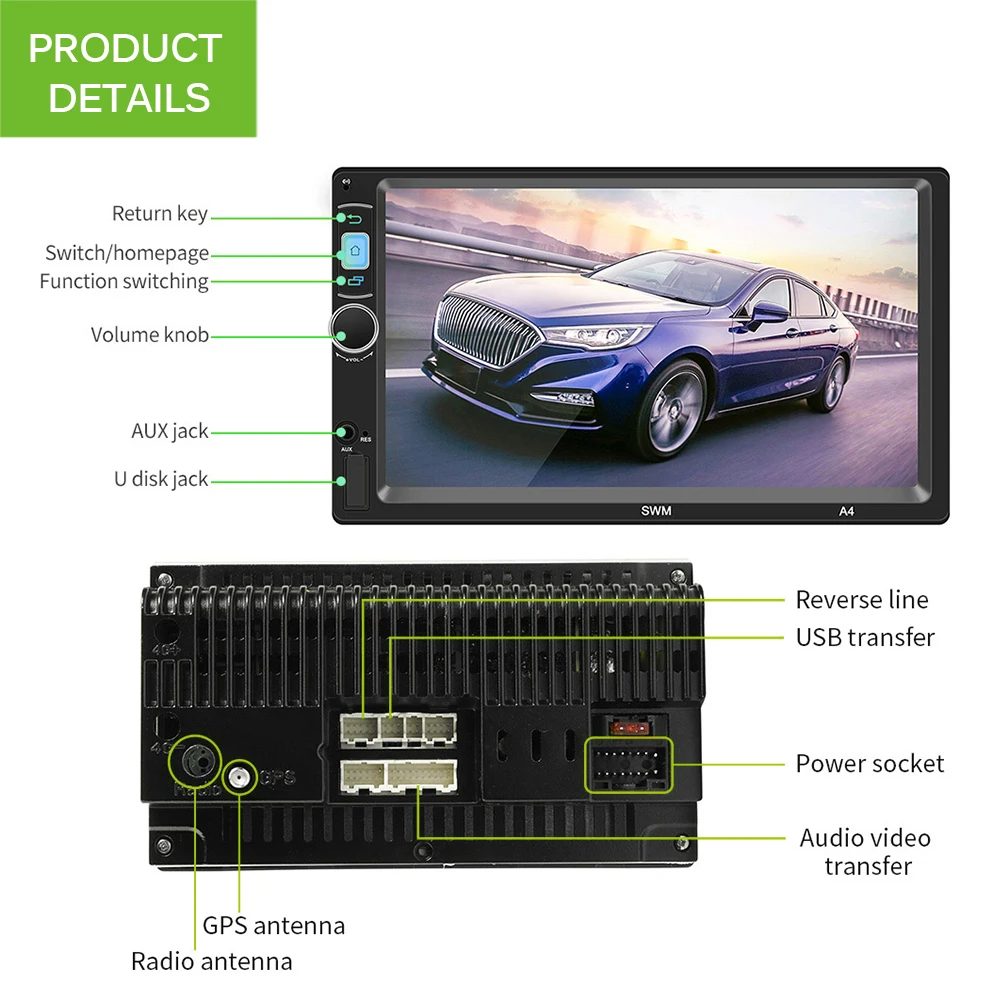 Android 8,1 gps заднего вида Bluetooth плеер 7 дюймов большой экран HD Автомобильный плеер встроенная карта Европы