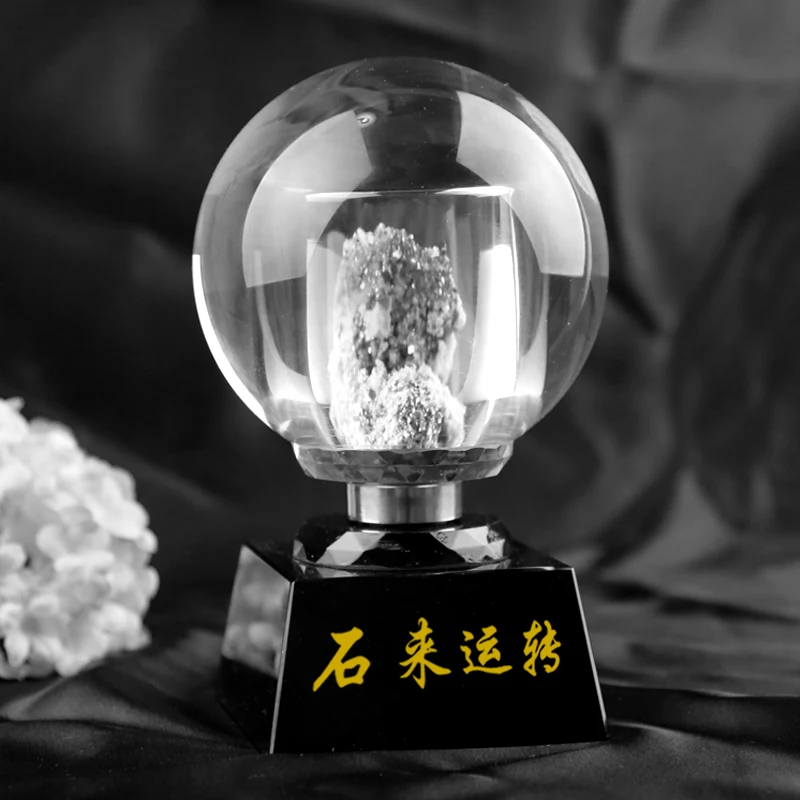 

crystal ball decoration stone run gold stone office study decoration Feng Shui lucky Home Furnishing jewelry ornaments