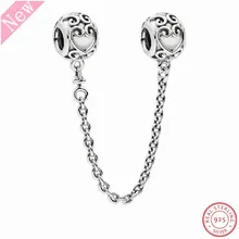 Шарики на страховочной цепочке из стерлингового серебра 925 пробы с Зачарованными сердечками, скручивающие филигранные детали DIY Fit PANDORA Подвески для изготовления ювелирных изделий SF023