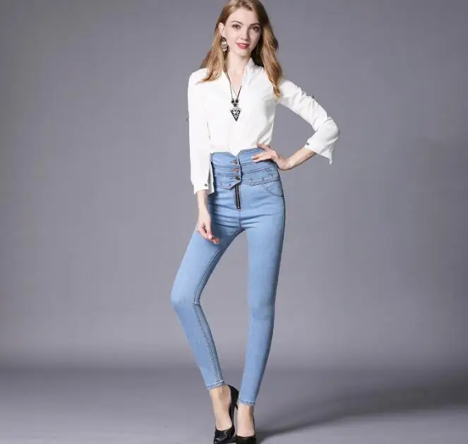 Cultiseed Джинсы женские 2019 Высокая Талия джинсовые узкие штаны Для женщин стрейч талии брюки Тонкий Тощий Поддельные молнии брюки для Для