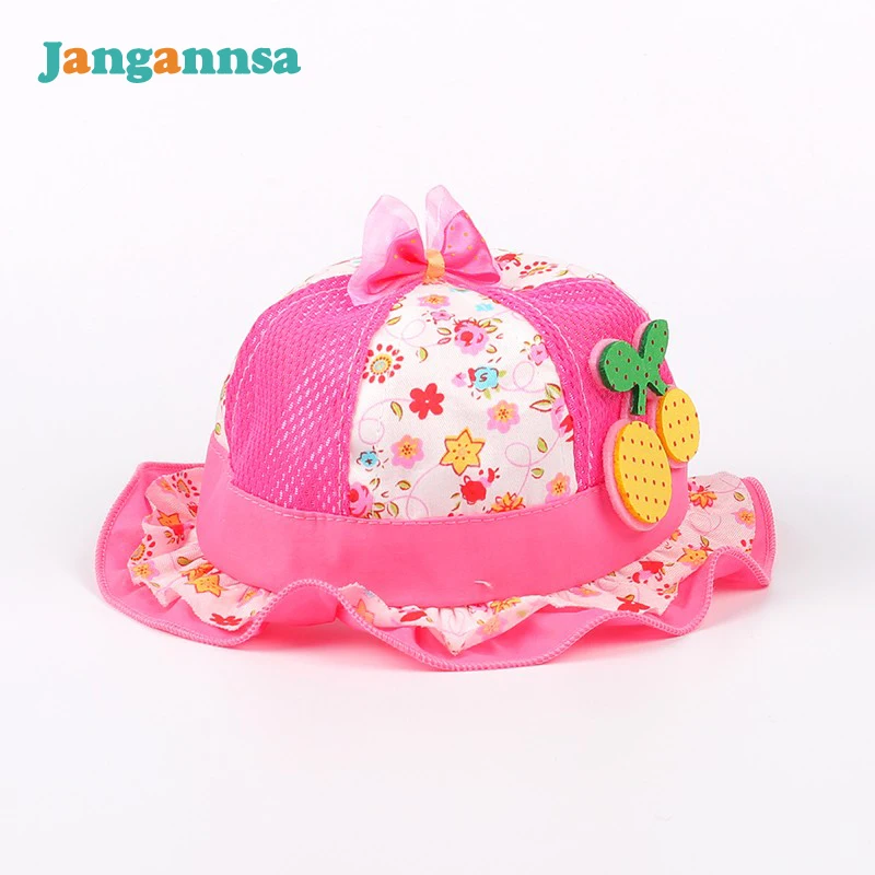 

Bowknot Cotton Baby Hats Panama Girls Sun Cap Cherry Flower Baby Caps Spring Summer Newborn Baby Accessories Baby Girls Clothing