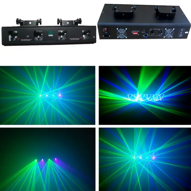Dj verlichting 4 lens groen + violet DMX kleur laserlicht disco ... Dj verlichting 4 lens groen + violet DMX kleur laserlicht disco ...