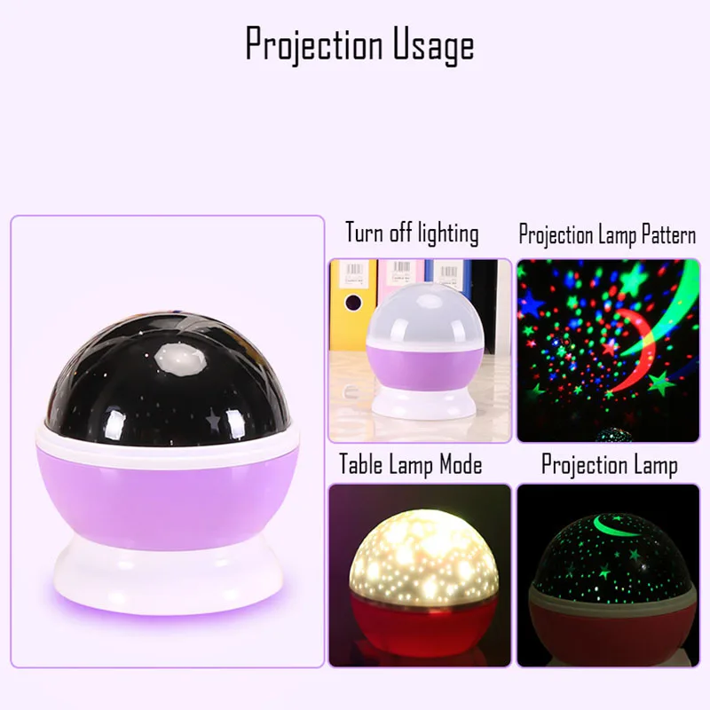 Светодиодный светильник с цветным поворотом и романтическим рисунком звездного неба, проекционный светильник с зарядкой от usb, фантазийный светильник для сна, декор для комнаты, детские игрушки